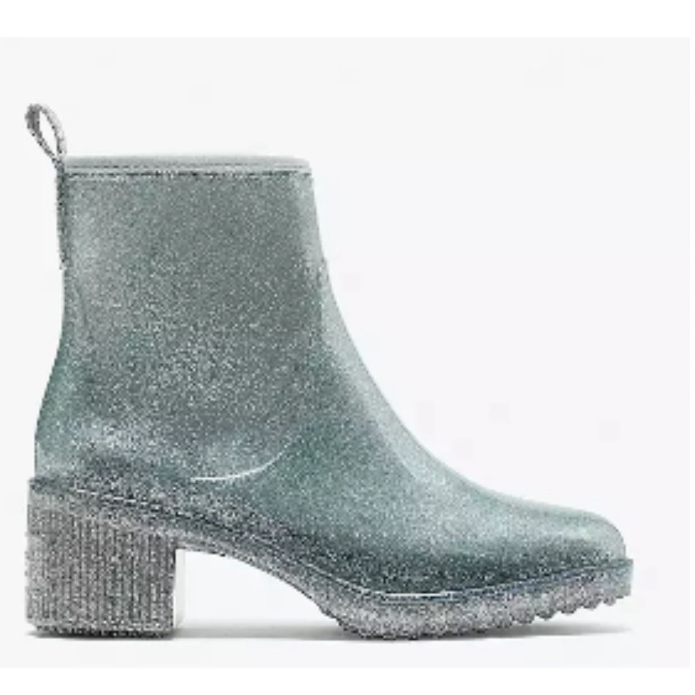 Kate spade silver glitter rain boots brand new size 8